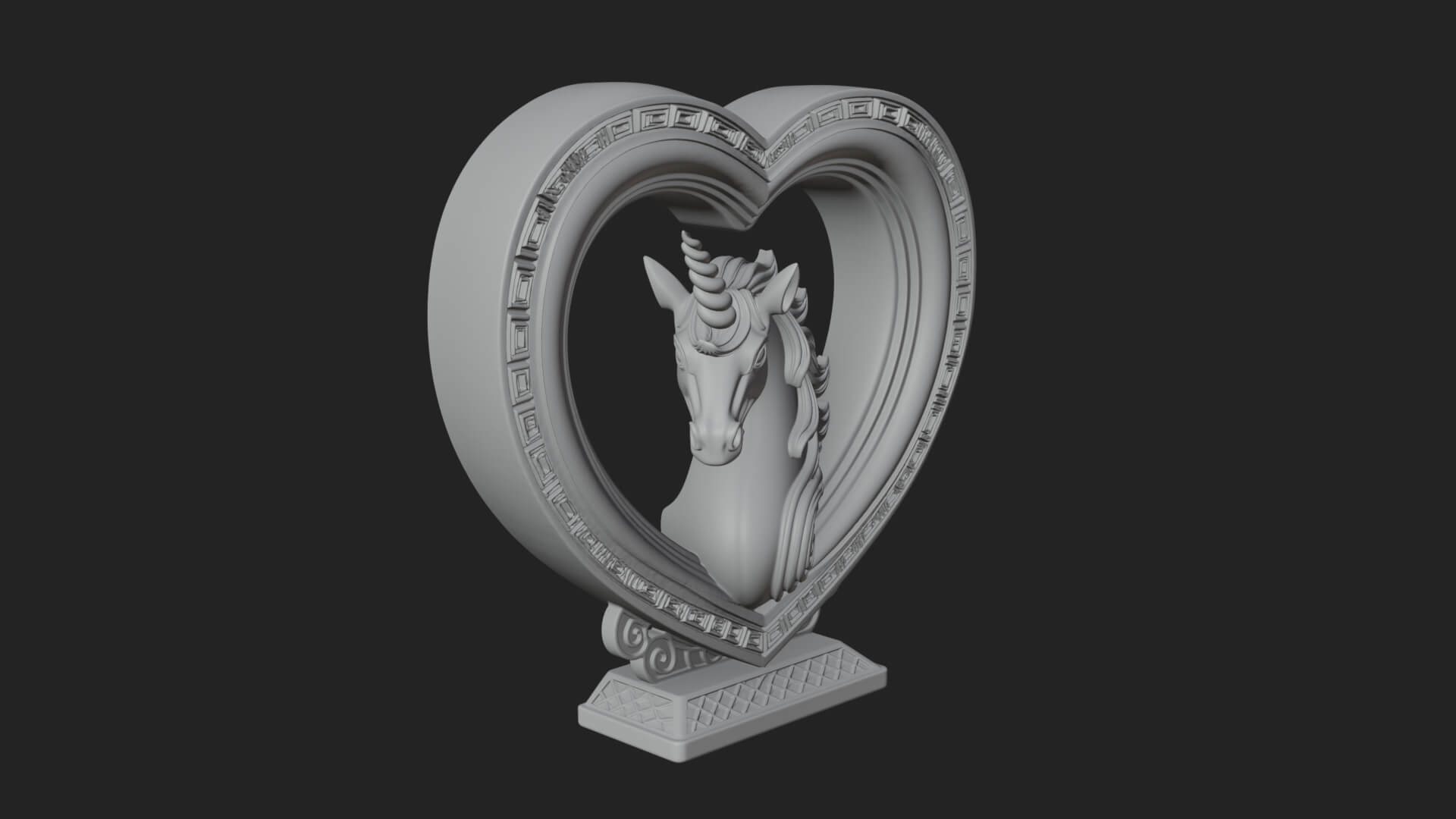 Ornate Framed Heart Plaque Design 208 3D Print Model 3D Model