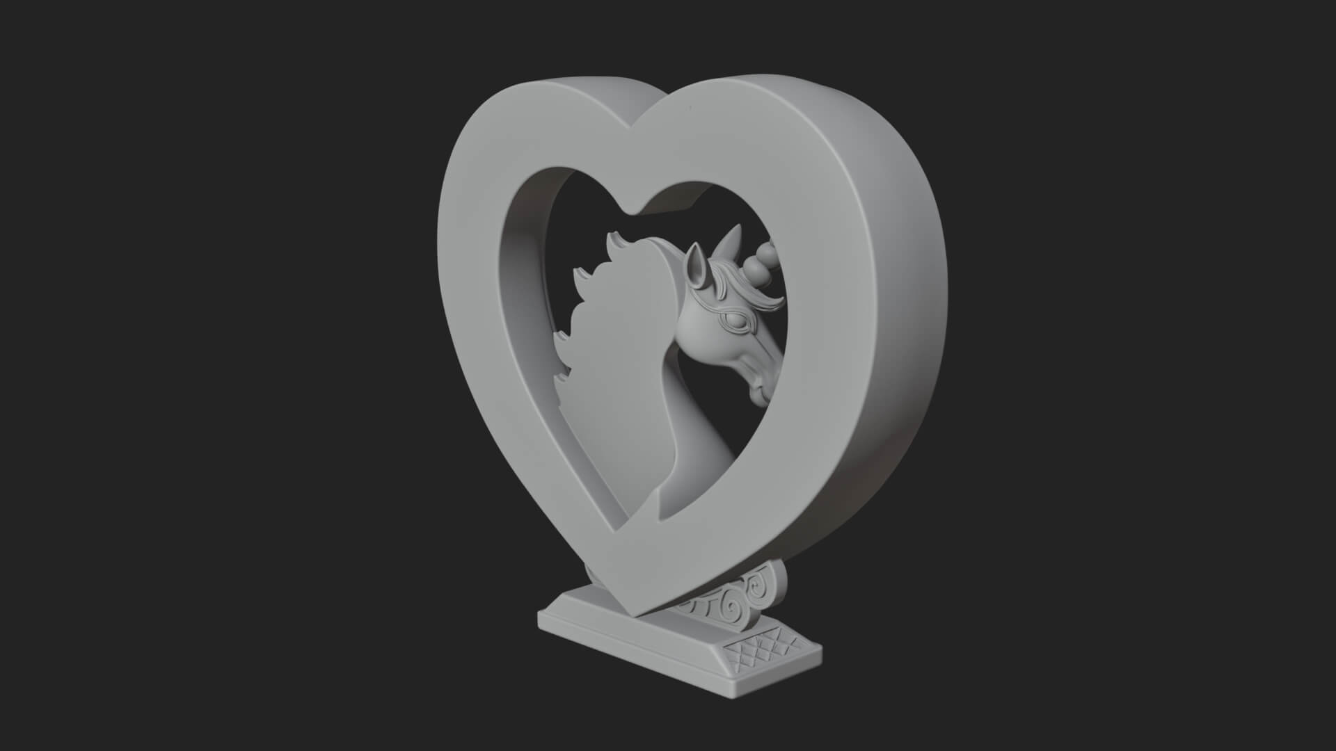 Ornate Framed Heart Plaque Design 208 3D Print Model 3D Model