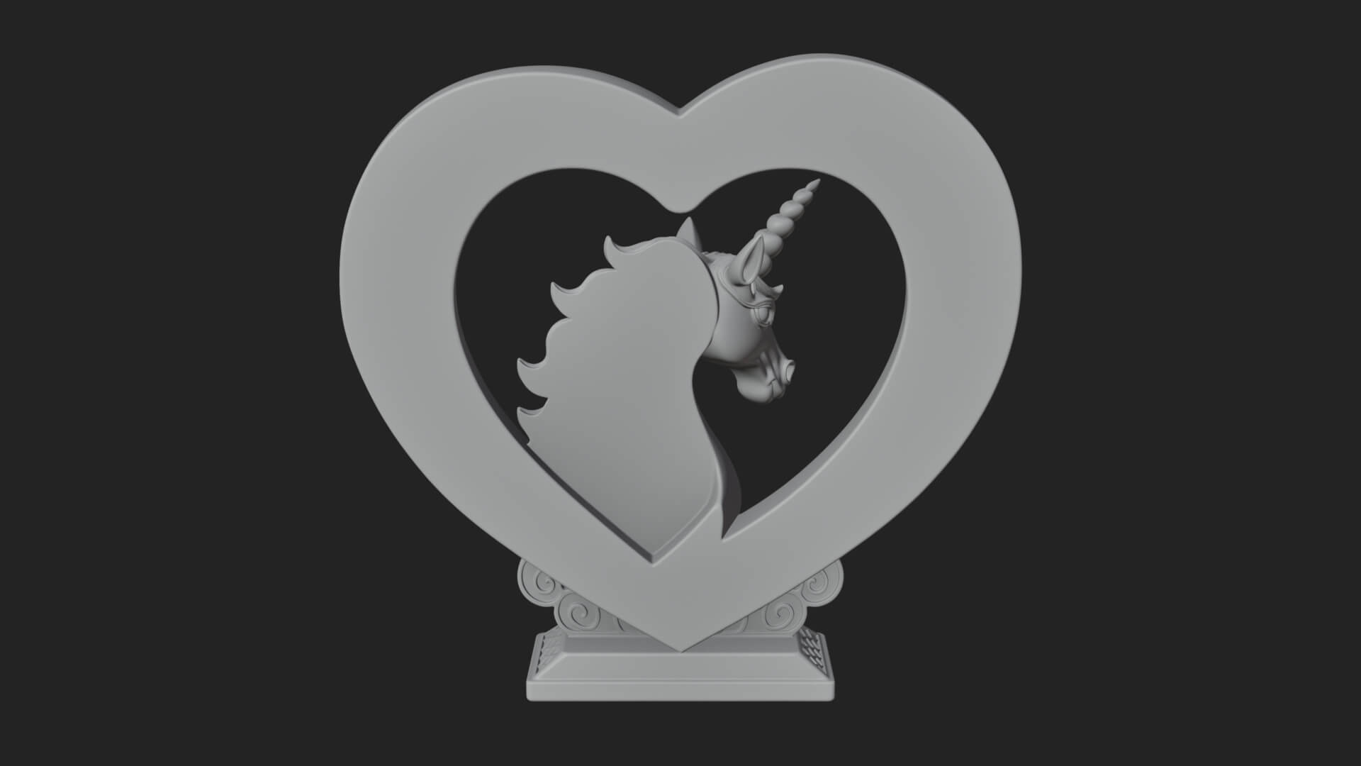Ornate Framed Heart Plaque Design 208 3D Print Model 3D Model