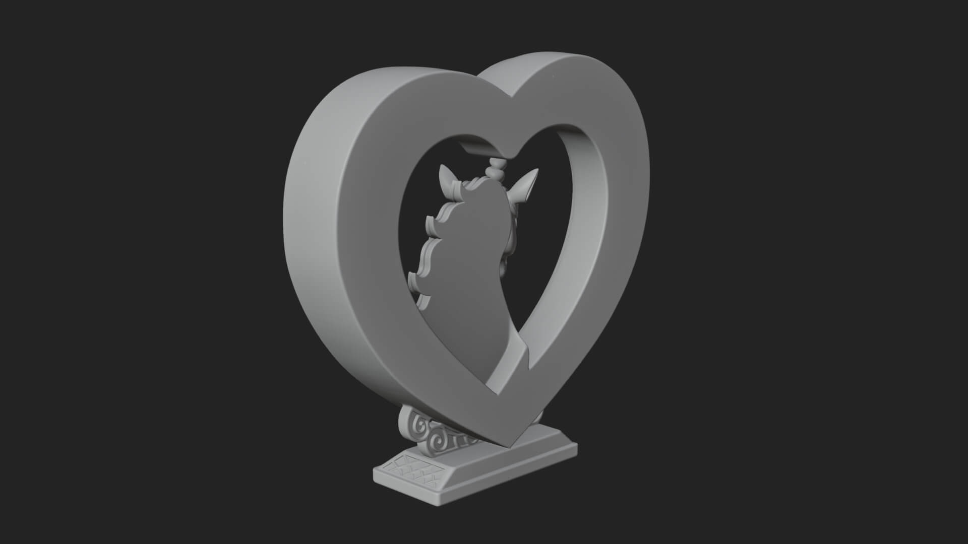Ornate Framed Heart Plaque Design 208 3D Print Model 3D Model