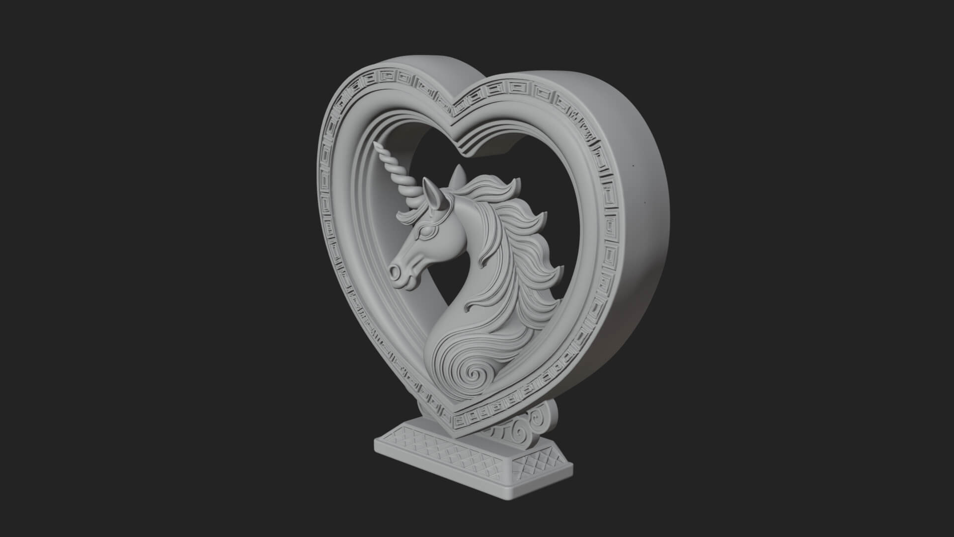 Ornate Framed Heart Plaque Design 208 3D Print Model 3D Model