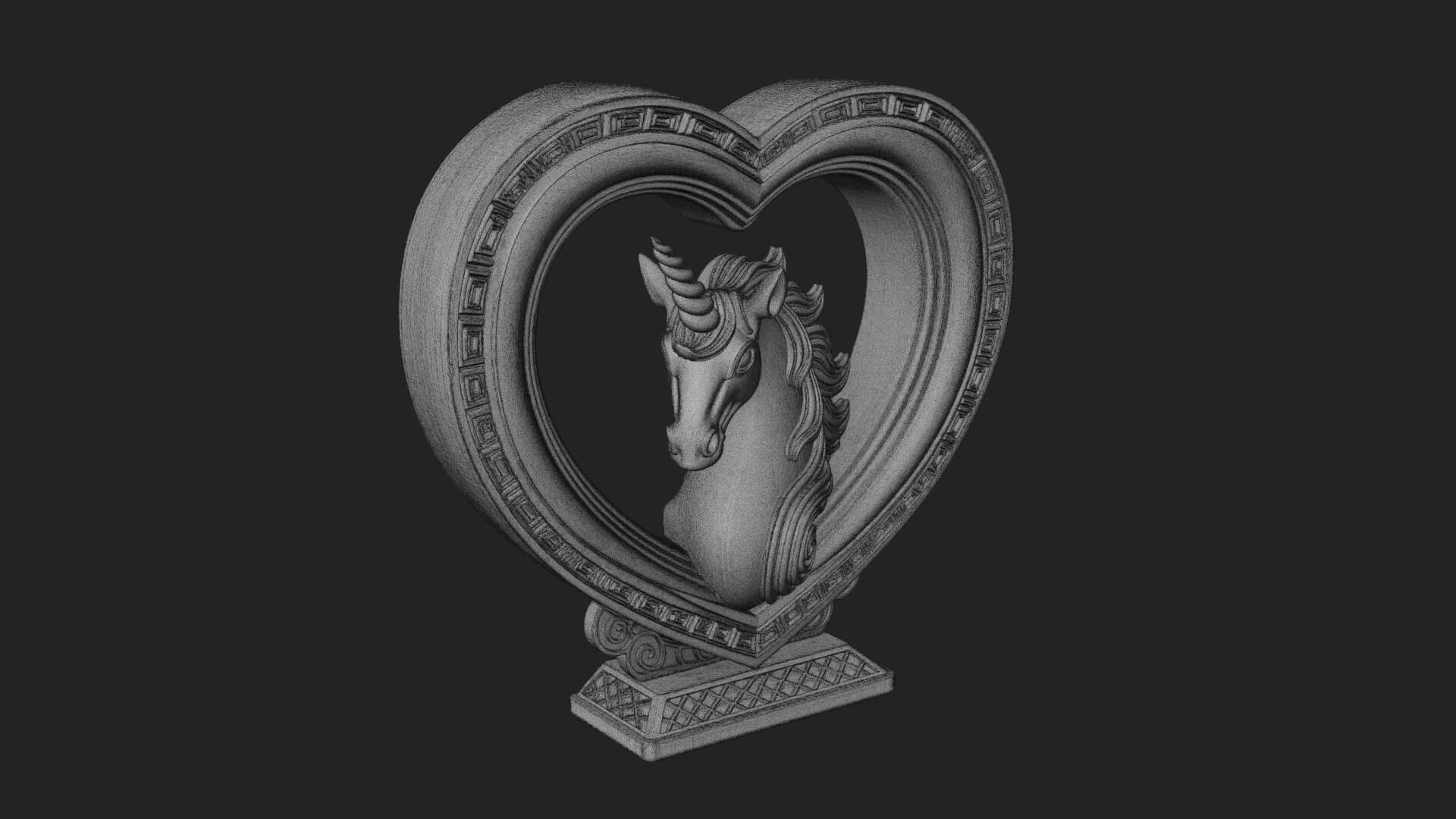 Ornate Framed Heart Plaque Design 208 3D Print Model 3D Model