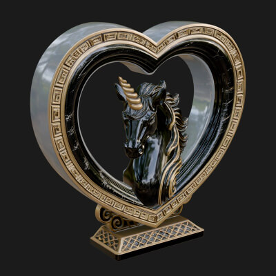 Ornate Framed Heart Plaque Design 208 3D Print Model