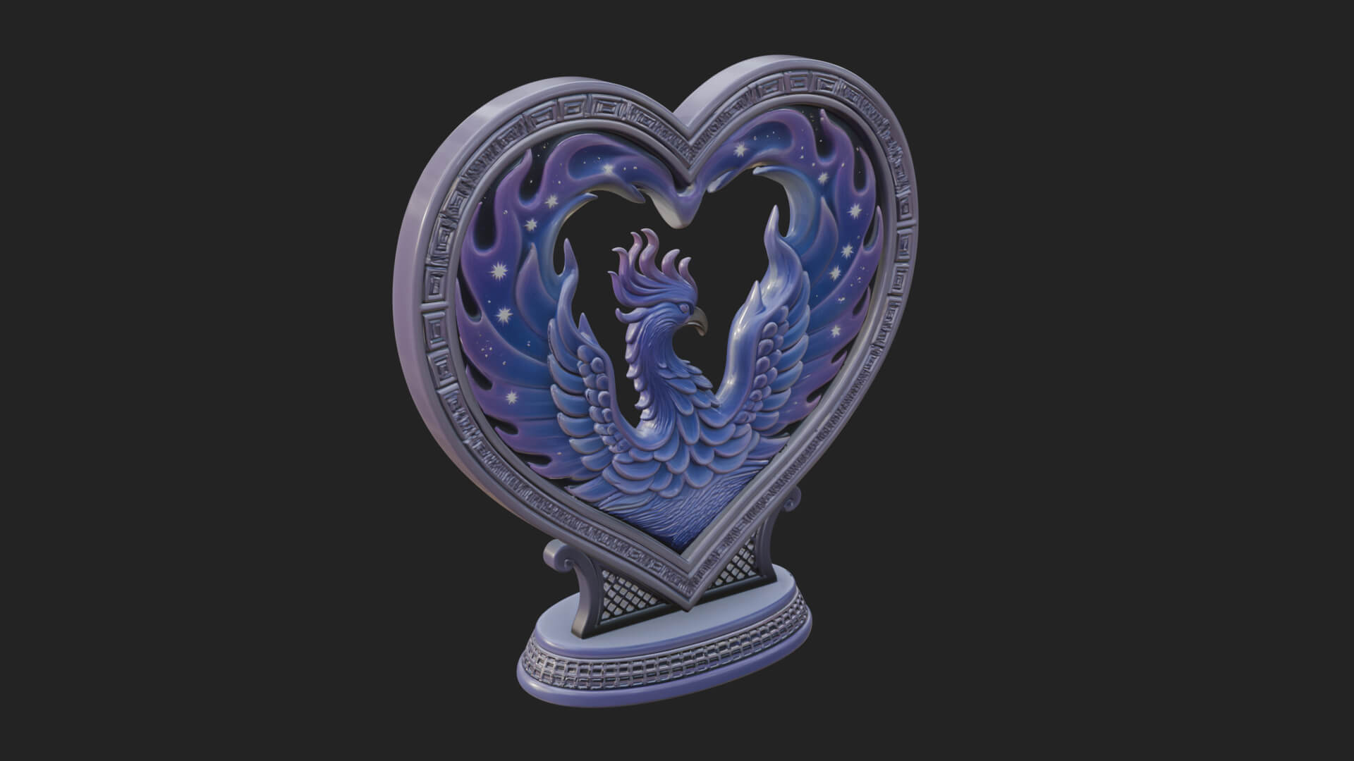 Ornate Framed Heart Plaque Design 209 3D Print Model 3D Model