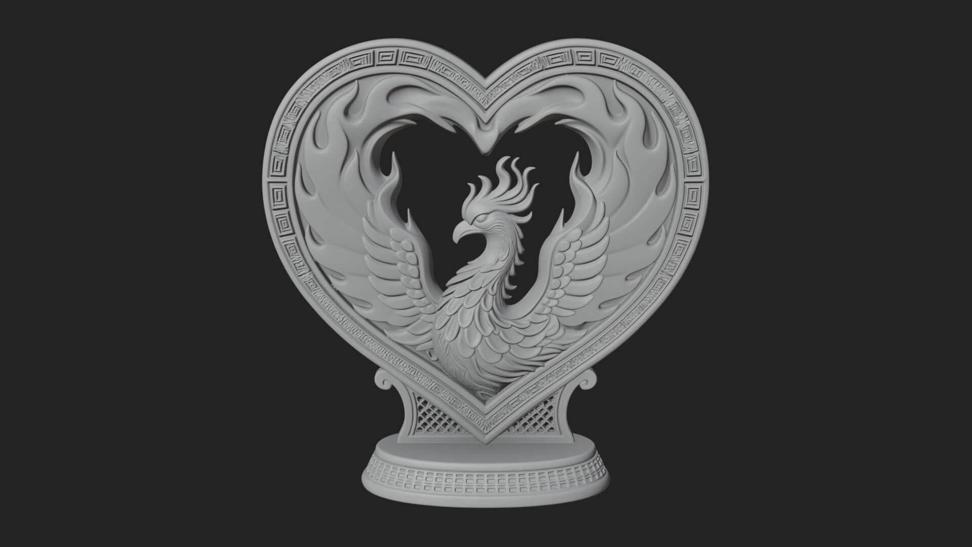 Ornate Framed Heart Plaque Design 209 3D Print Model 3D Model