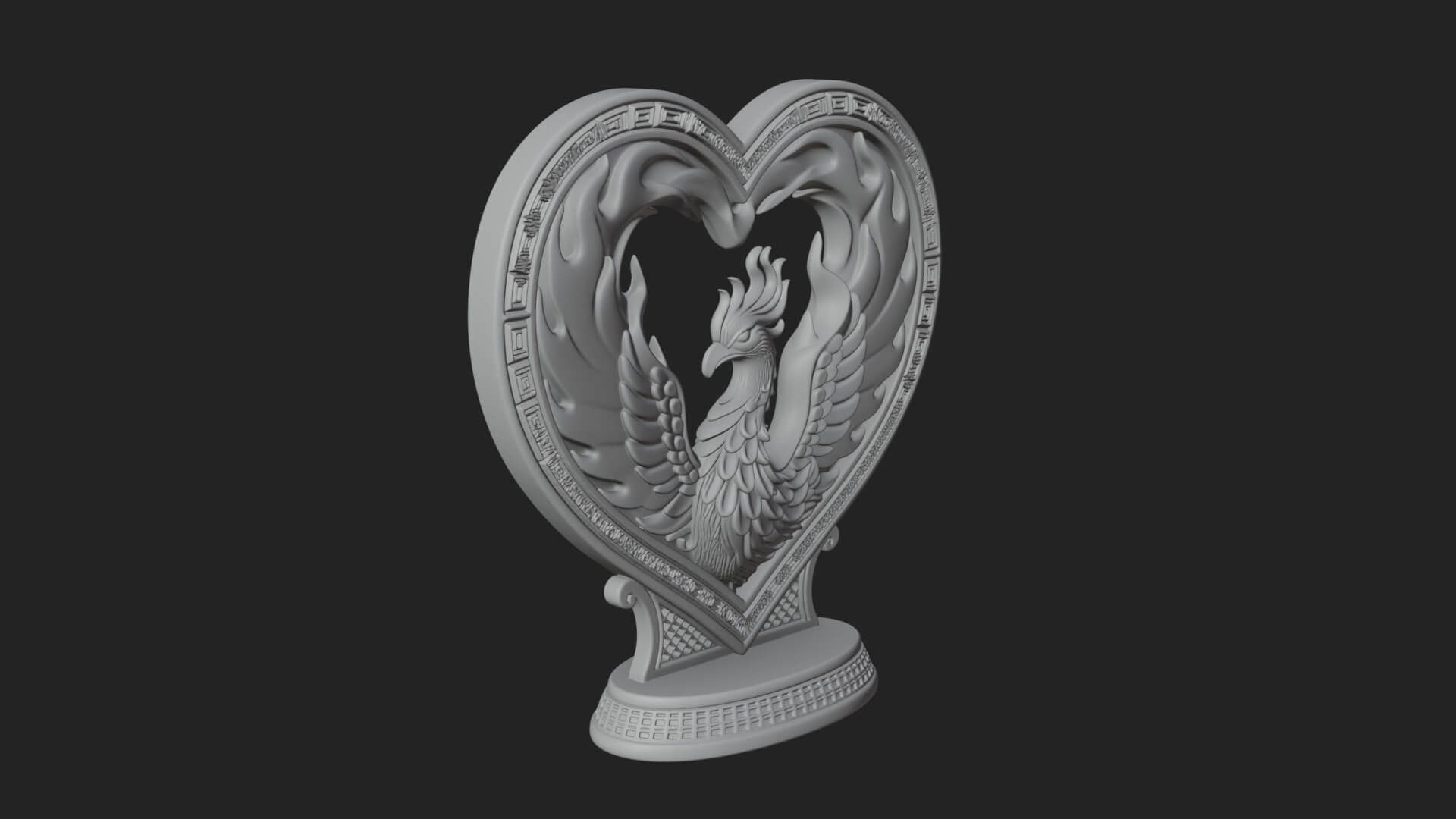 Ornate Framed Heart Plaque Design 209 3D Print Model 3D Model