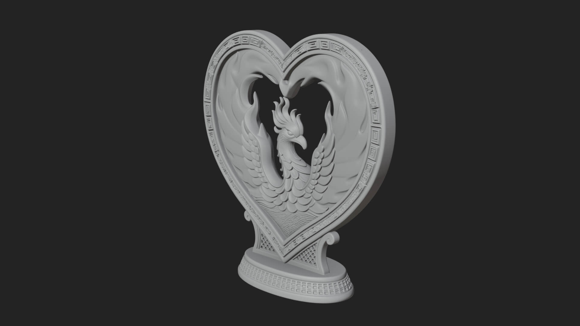 Ornate Framed Heart Plaque Design 209 3D Print Model 3D Model
