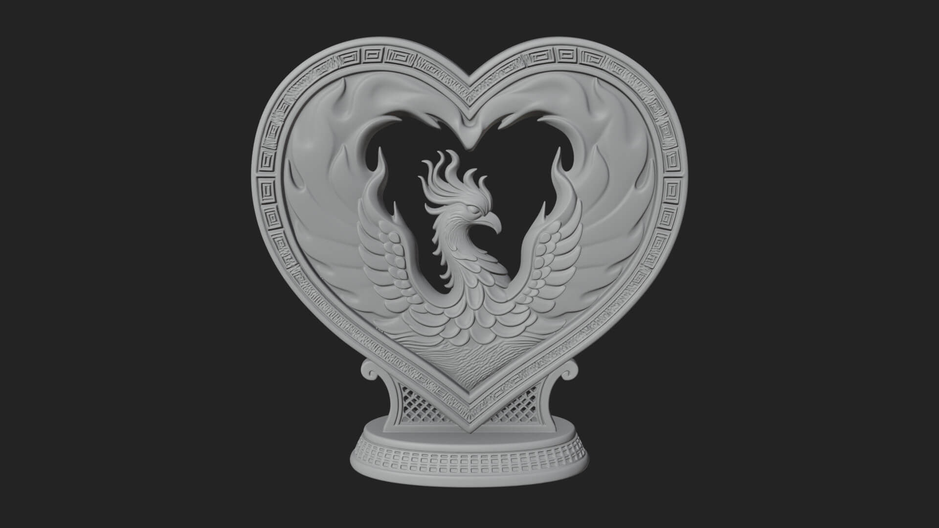 Ornate Framed Heart Plaque Design 209 3D Print Model 3D Model