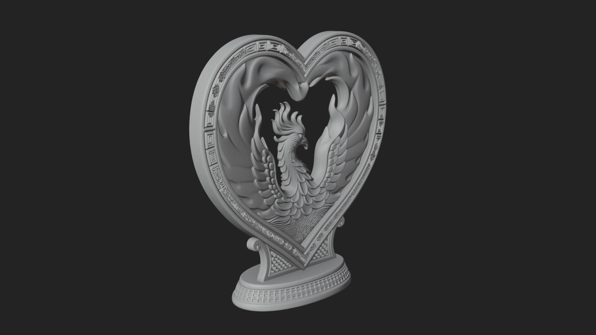 Ornate Framed Heart Plaque Design 209 3D Print Model 3D Model