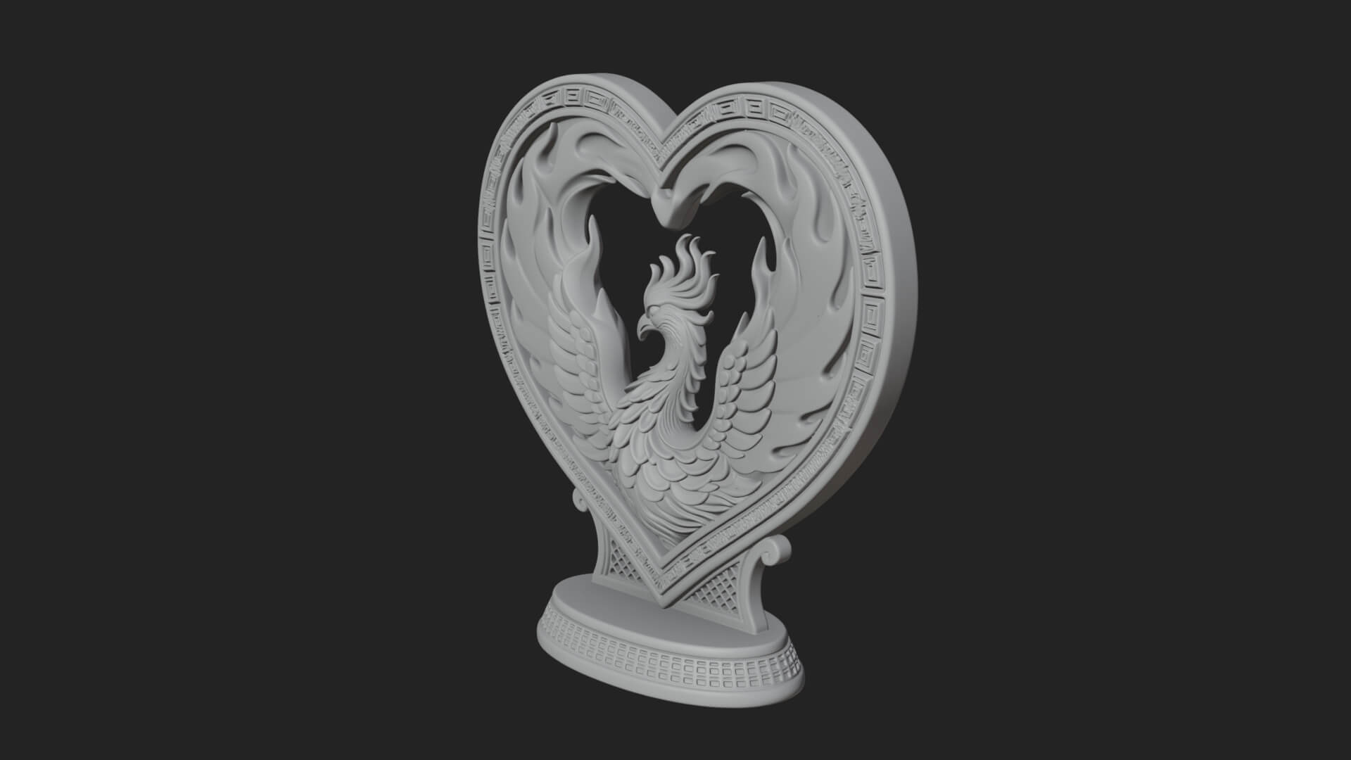 Ornate Framed Heart Plaque Design 209 3D Print Model 3D Model