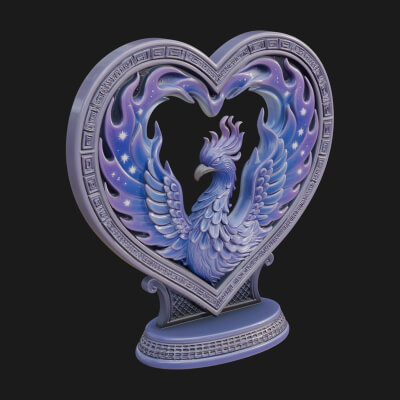 Ornate Framed Heart Plaque Design 209 3D Print Model