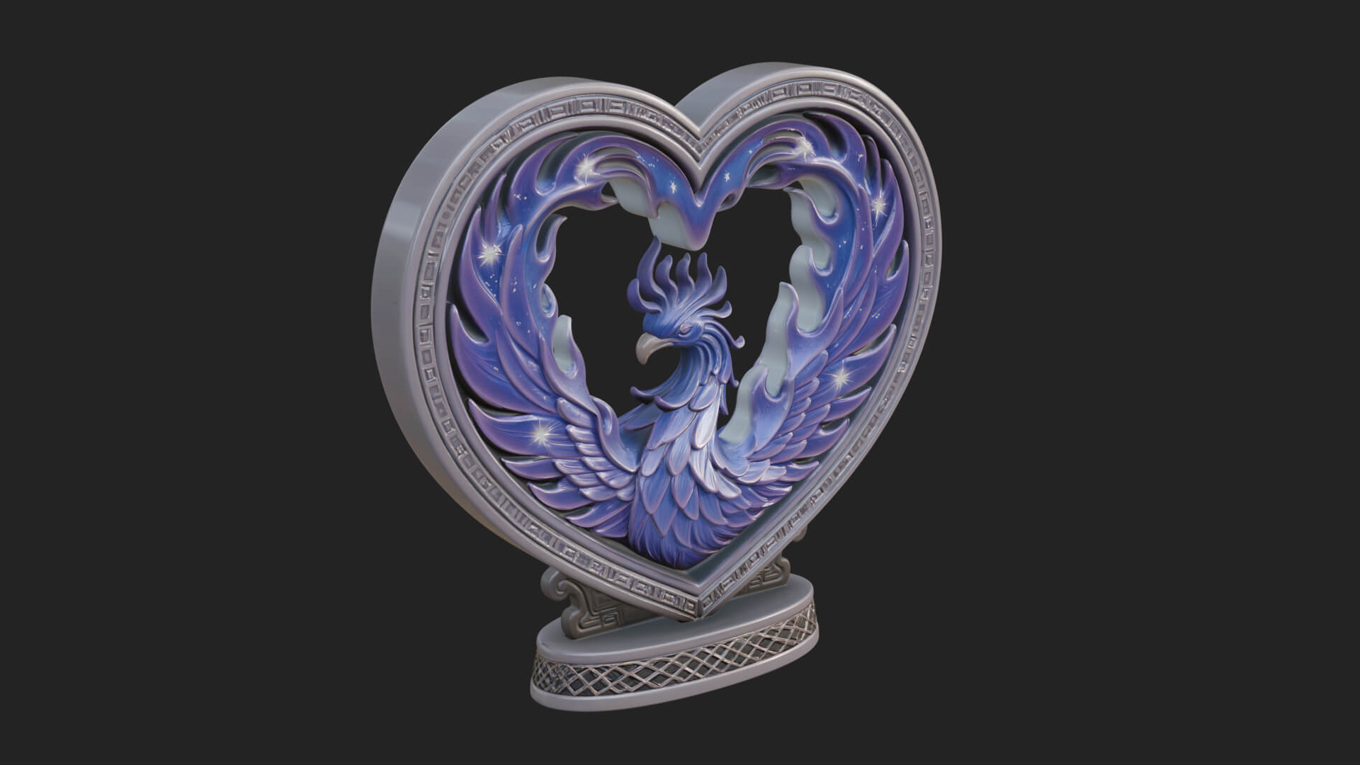 Ornate Framed Heart Plaque Design 210 3D Print Model 3D Model