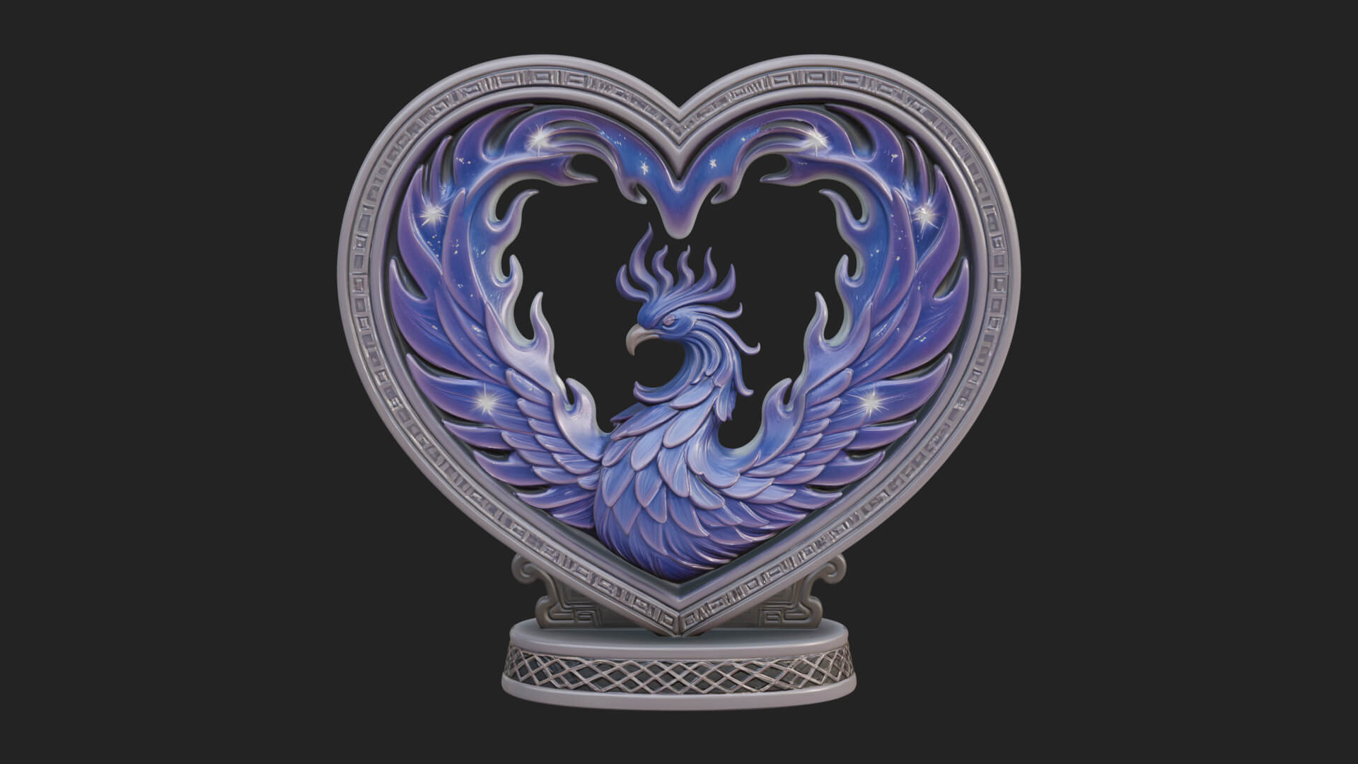 Ornate Framed Heart Plaque Design 210 3D Print Model 3D Model