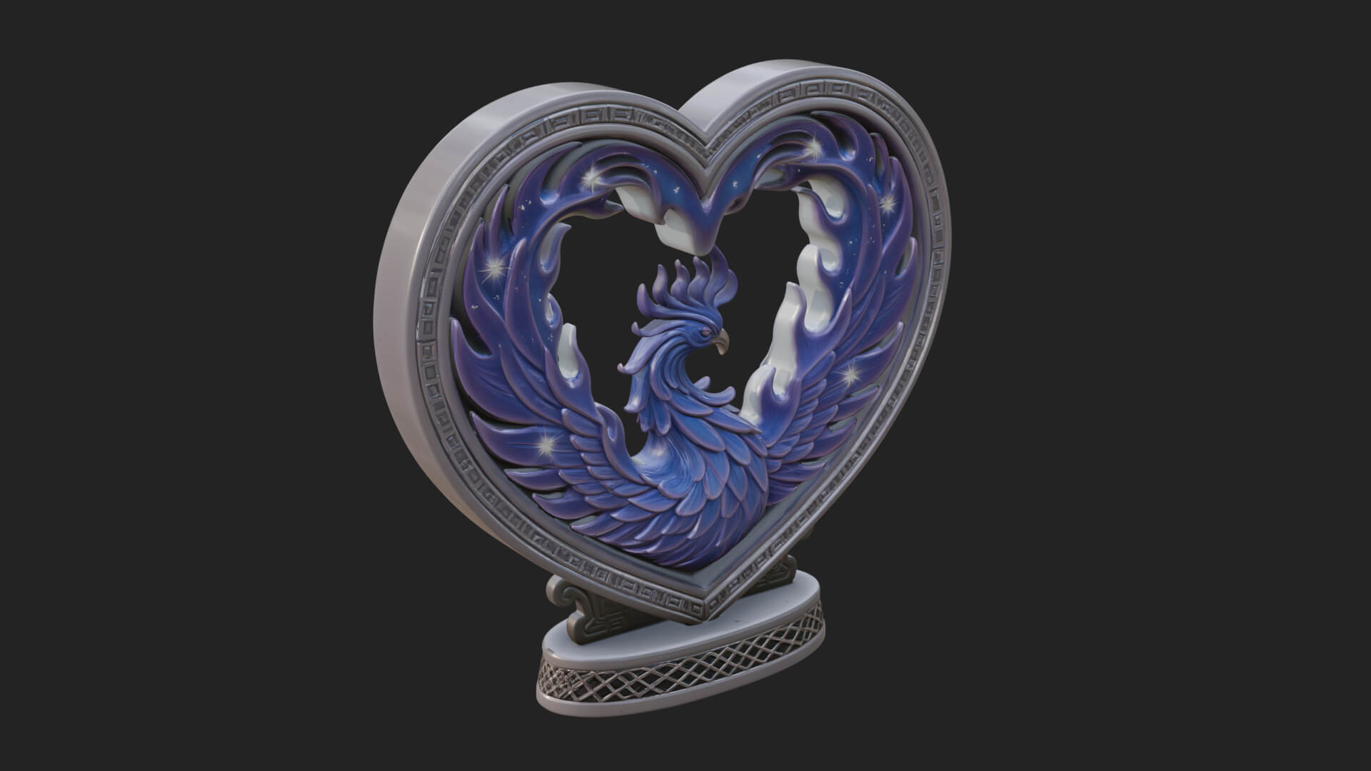 Ornate Framed Heart Plaque Design 210 3D Print Model 3D Model