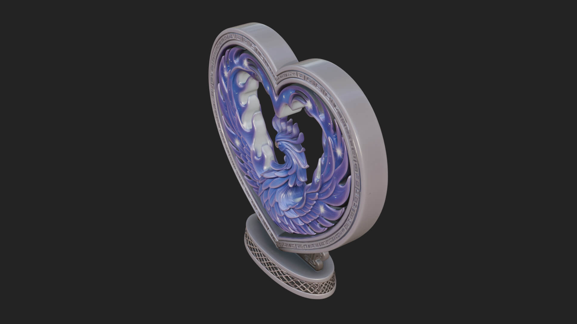 Ornate Framed Heart Plaque Design 210 3D Print Model 3D Model