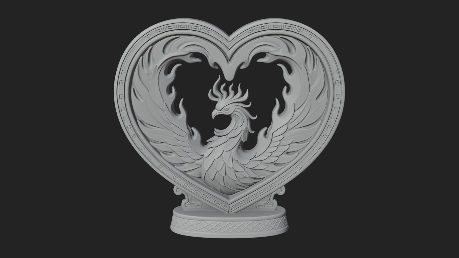 Ornate Framed Heart Plaque Design 210 3D Print Model 3D Model