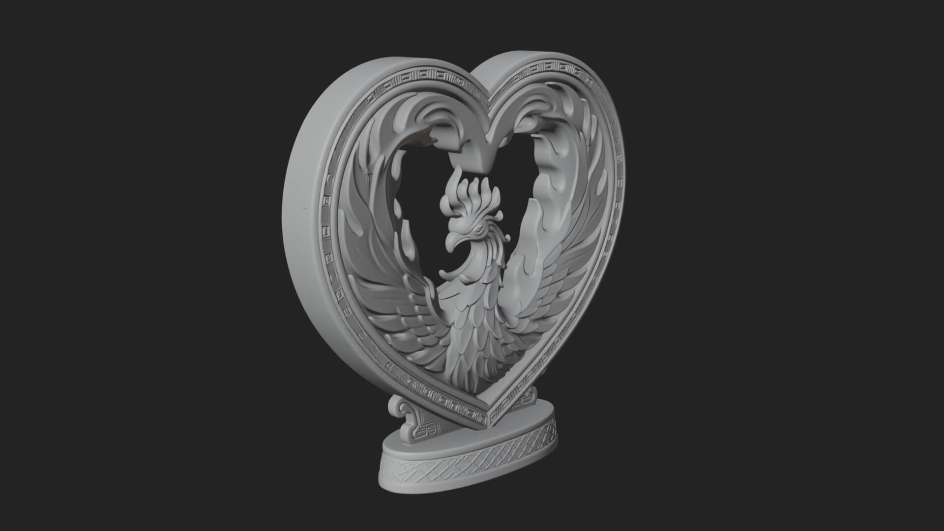 Ornate Framed Heart Plaque Design 210 3D Print Model 3D Model