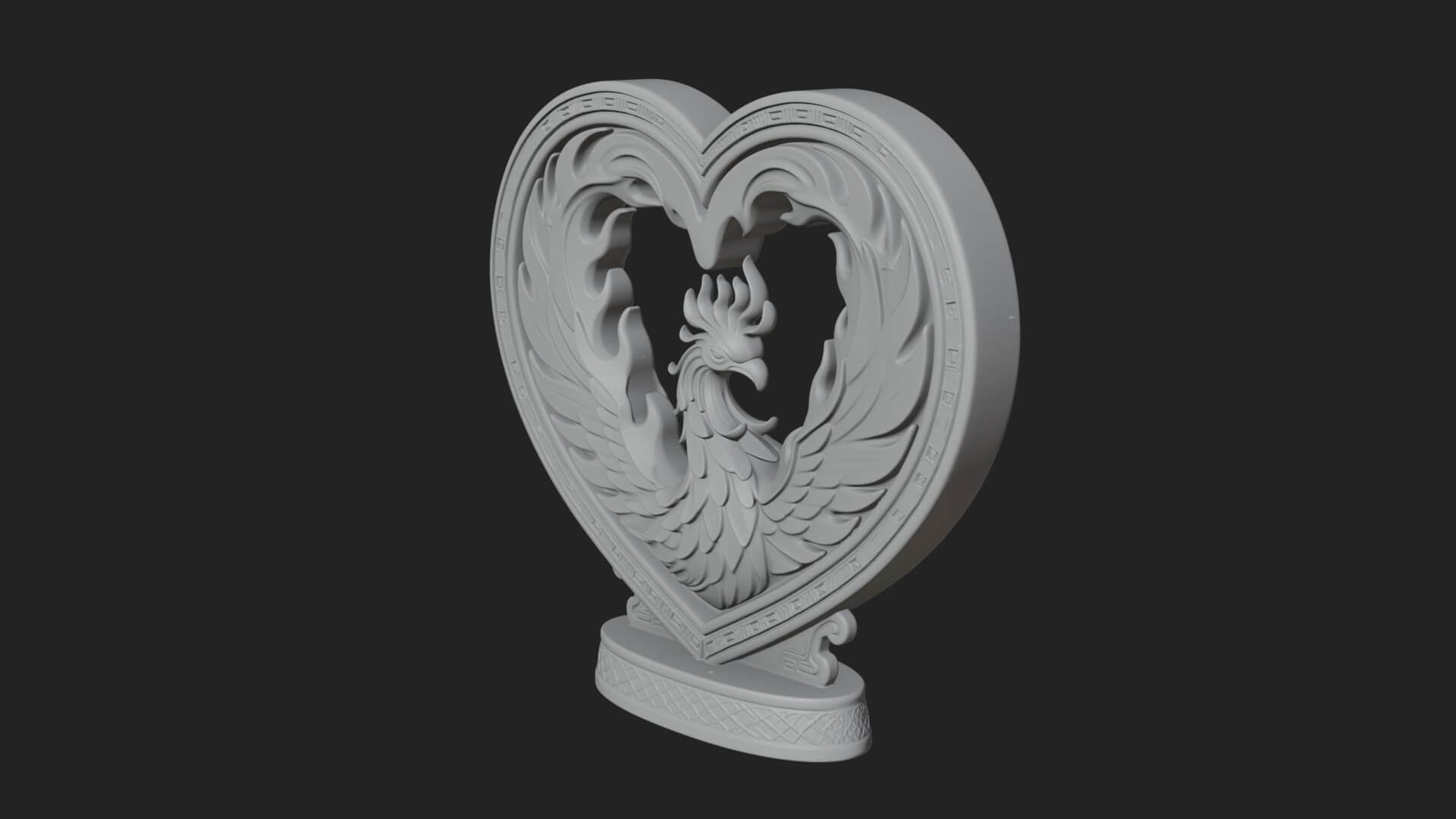Ornate Framed Heart Plaque Design 210 3D Print Model 3D Model