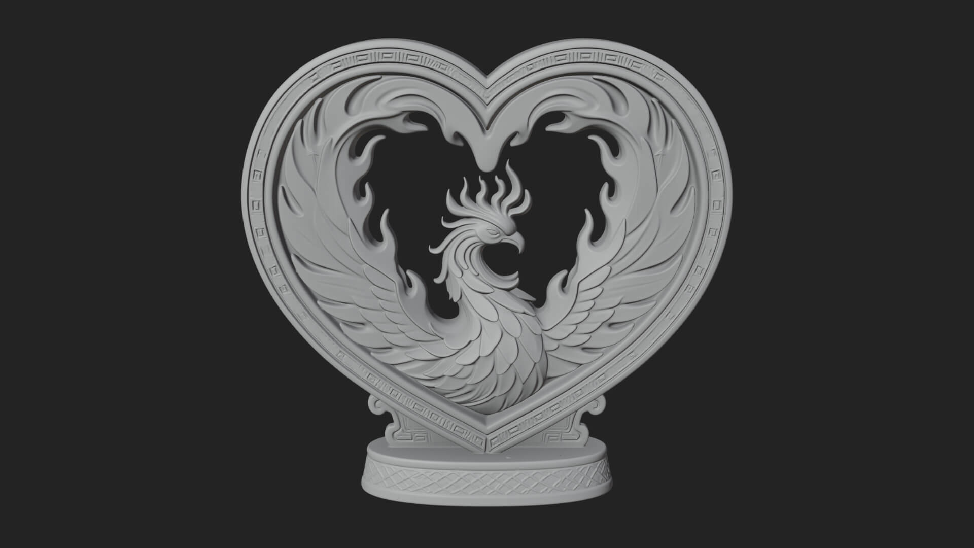Ornate Framed Heart Plaque Design 210 3D Print Model 3D Model