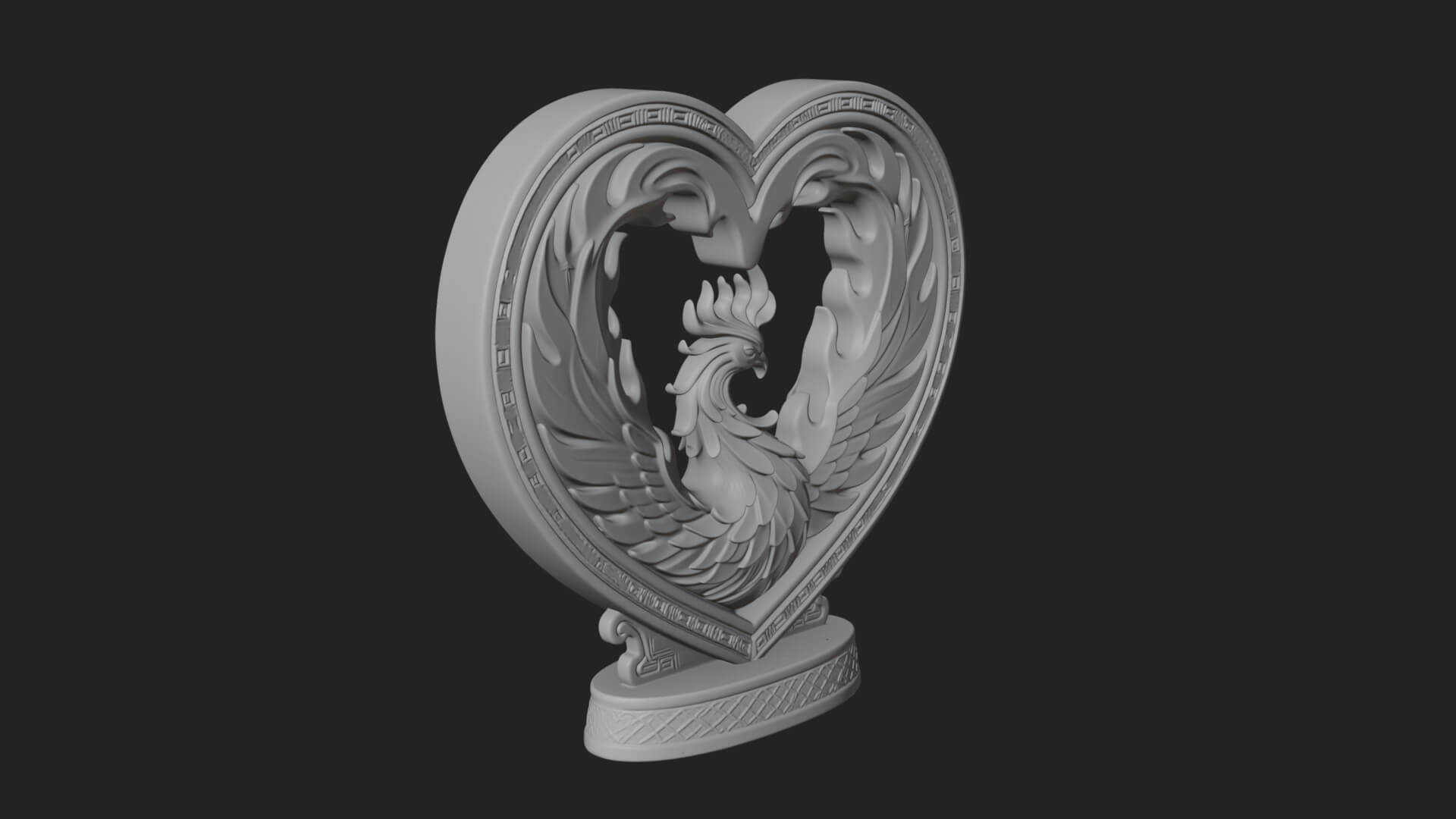 Ornate Framed Heart Plaque Design 210 3D Print Model 3D Model