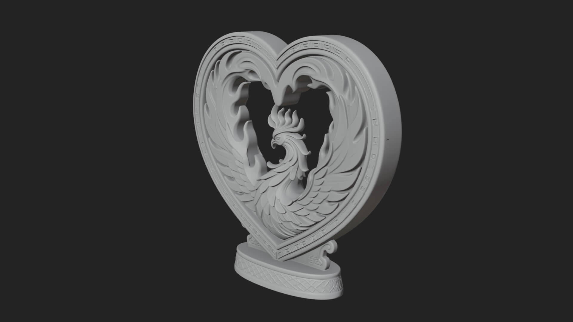 Ornate Framed Heart Plaque Design 210 3D Print Model 3D Model