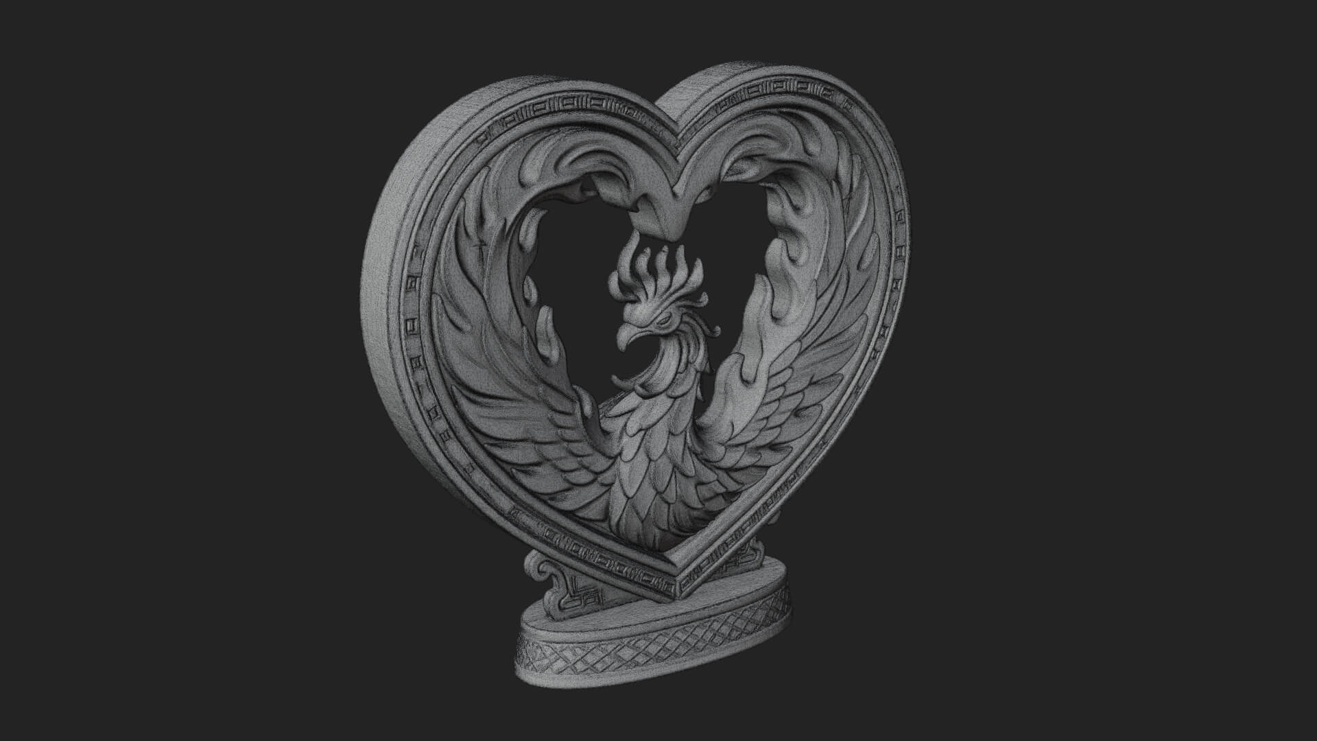 Ornate Framed Heart Plaque Design 210 3D Print Model 3D Model