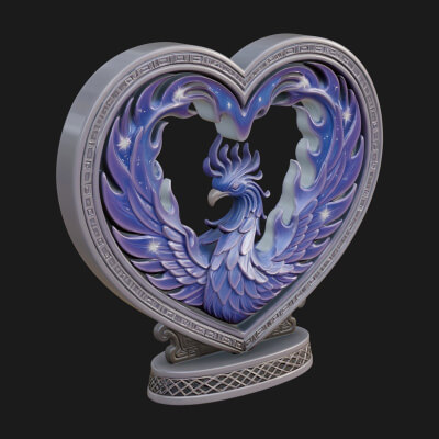 Ornate Framed Heart Plaque Design 210 3D Print Model