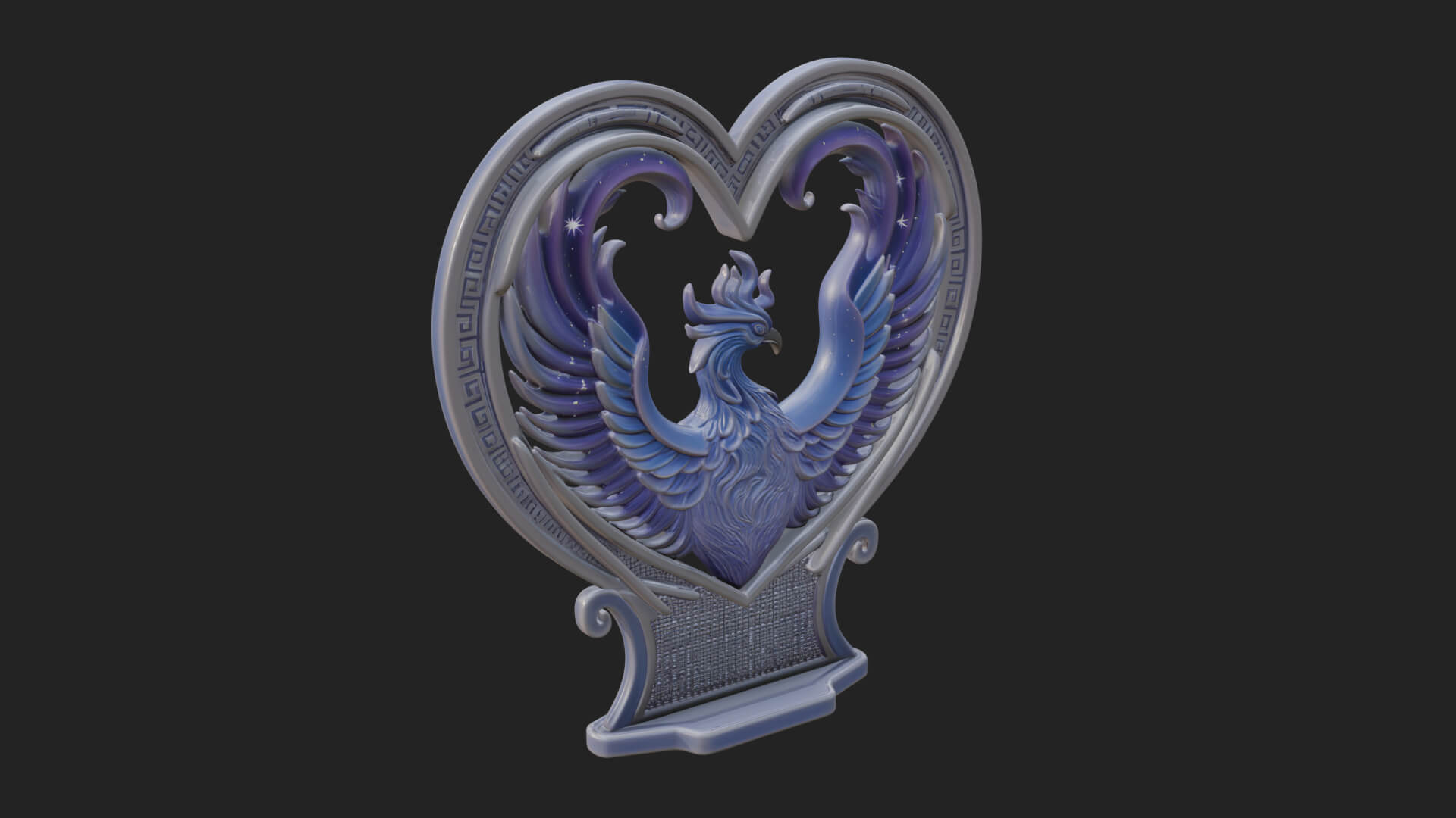 Ornate Framed Heart Plaque Design 211 3D Print Model 3D Model