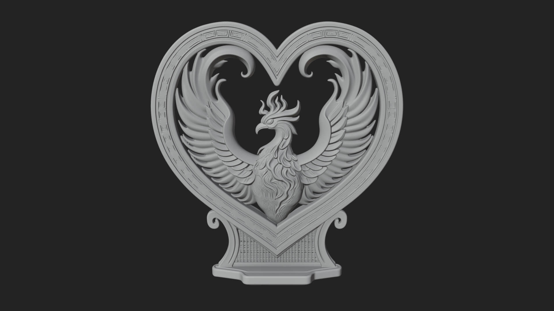 Ornate Framed Heart Plaque Design 211 3D Print Model 3D Model