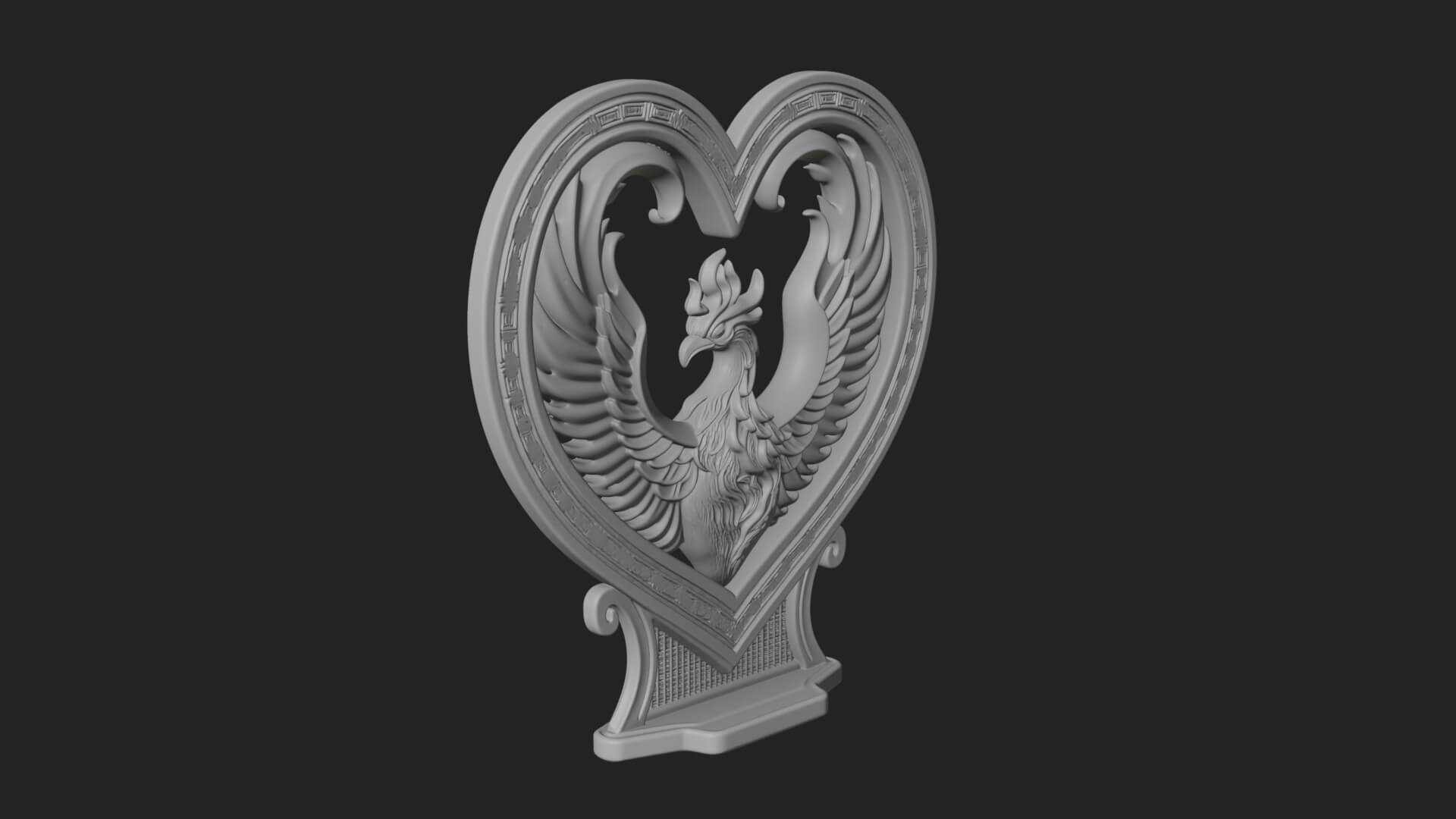Ornate Framed Heart Plaque Design 211 3D Print Model 3D Model