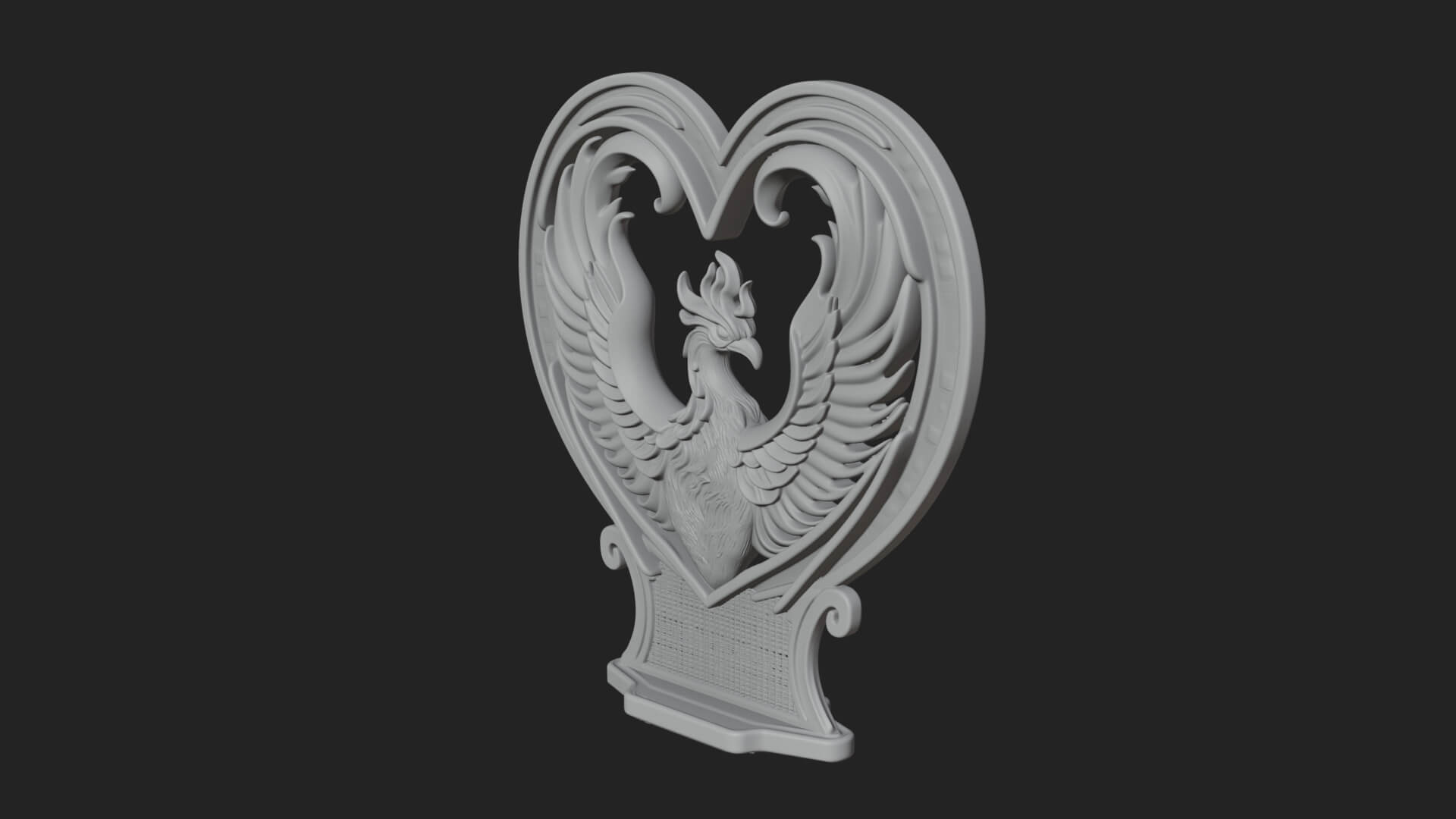 Ornate Framed Heart Plaque Design 211 3D Print Model 3D Model