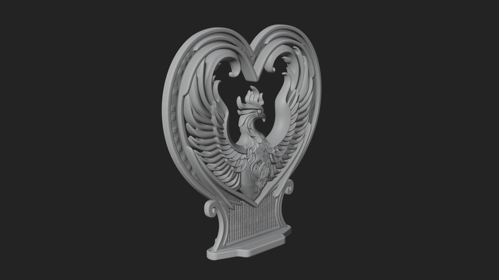 Ornate Framed Heart Plaque Design 211 3D Print Model 3D Model