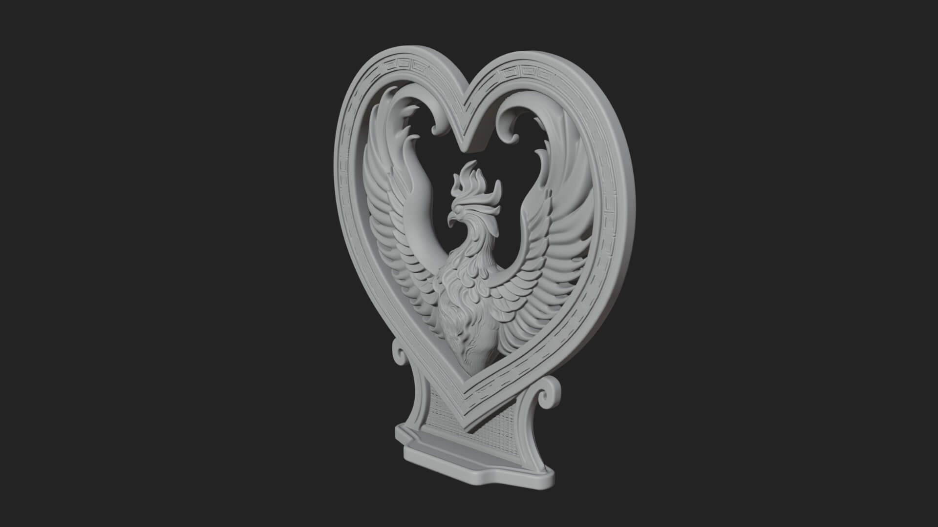 Ornate Framed Heart Plaque Design 211 3D Print Model 3D Model