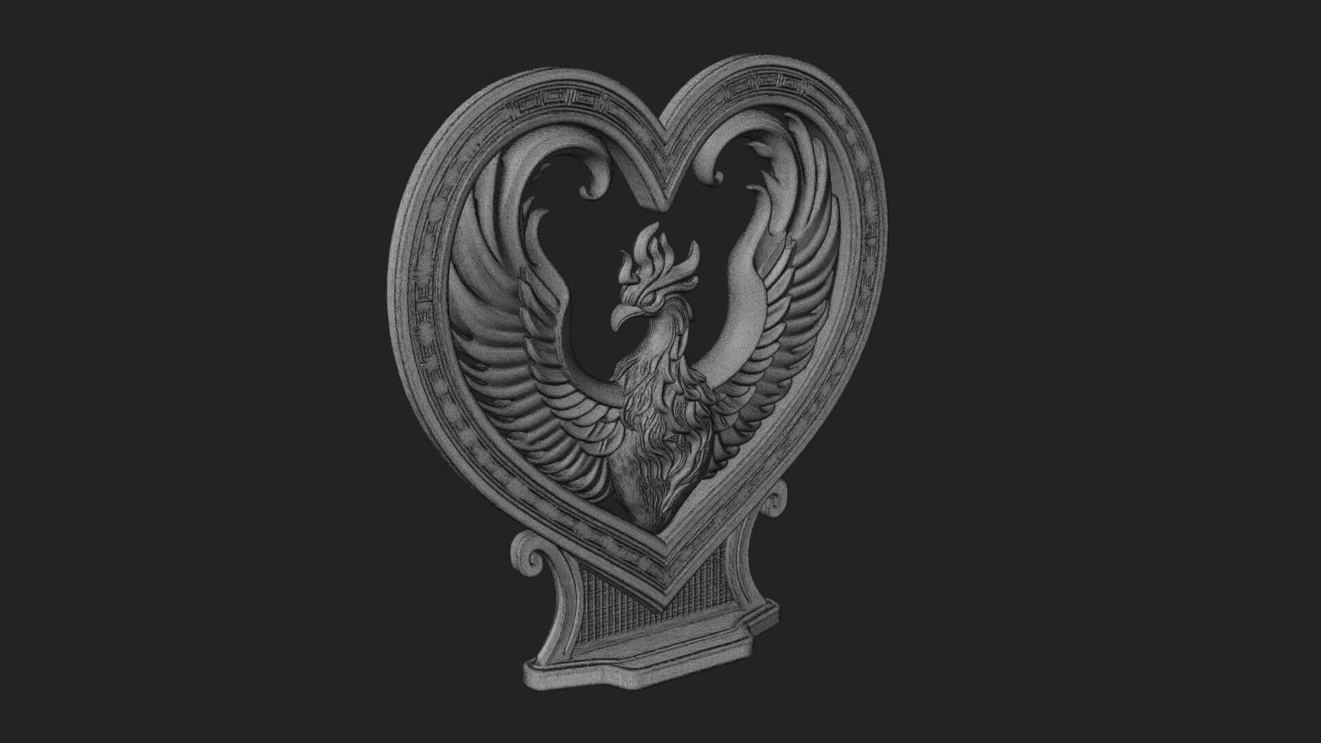 Ornate Framed Heart Plaque Design 211 3D Print Model 3D Model