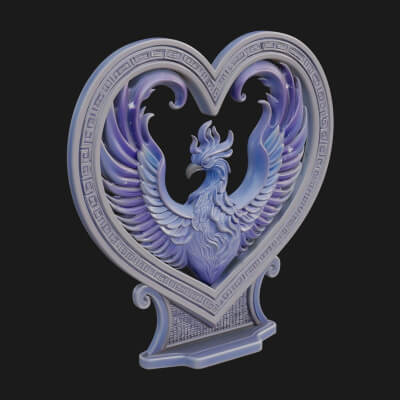 Ornate Framed Heart Plaque Design 211 3D Print Model