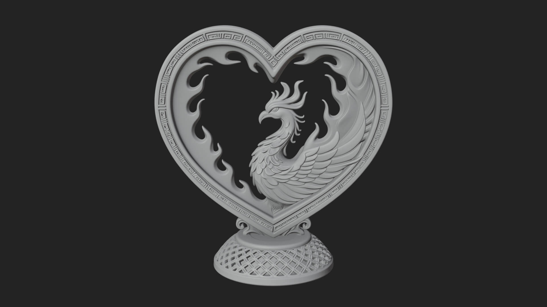 Ornate Framed Heart Plaque Design 212 3D Print Model 3D Model