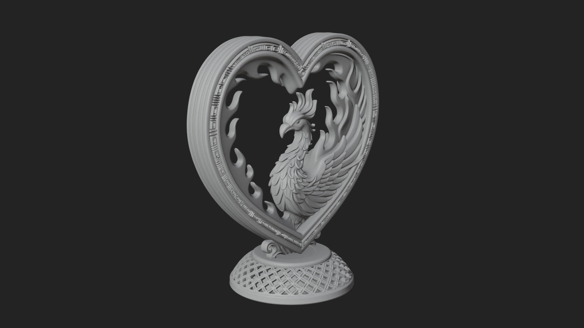 Ornate Framed Heart Plaque Design 212 3D Print Model 3D Model
