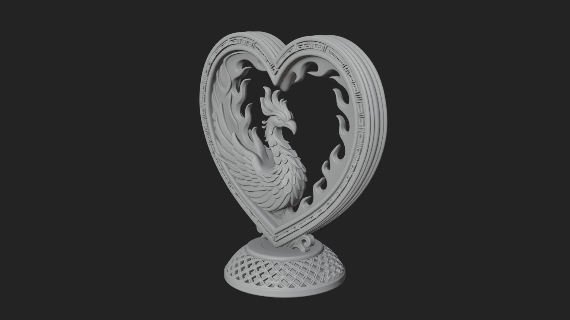 Ornate Framed Heart Plaque Design 212 3D Print Model 3D Model