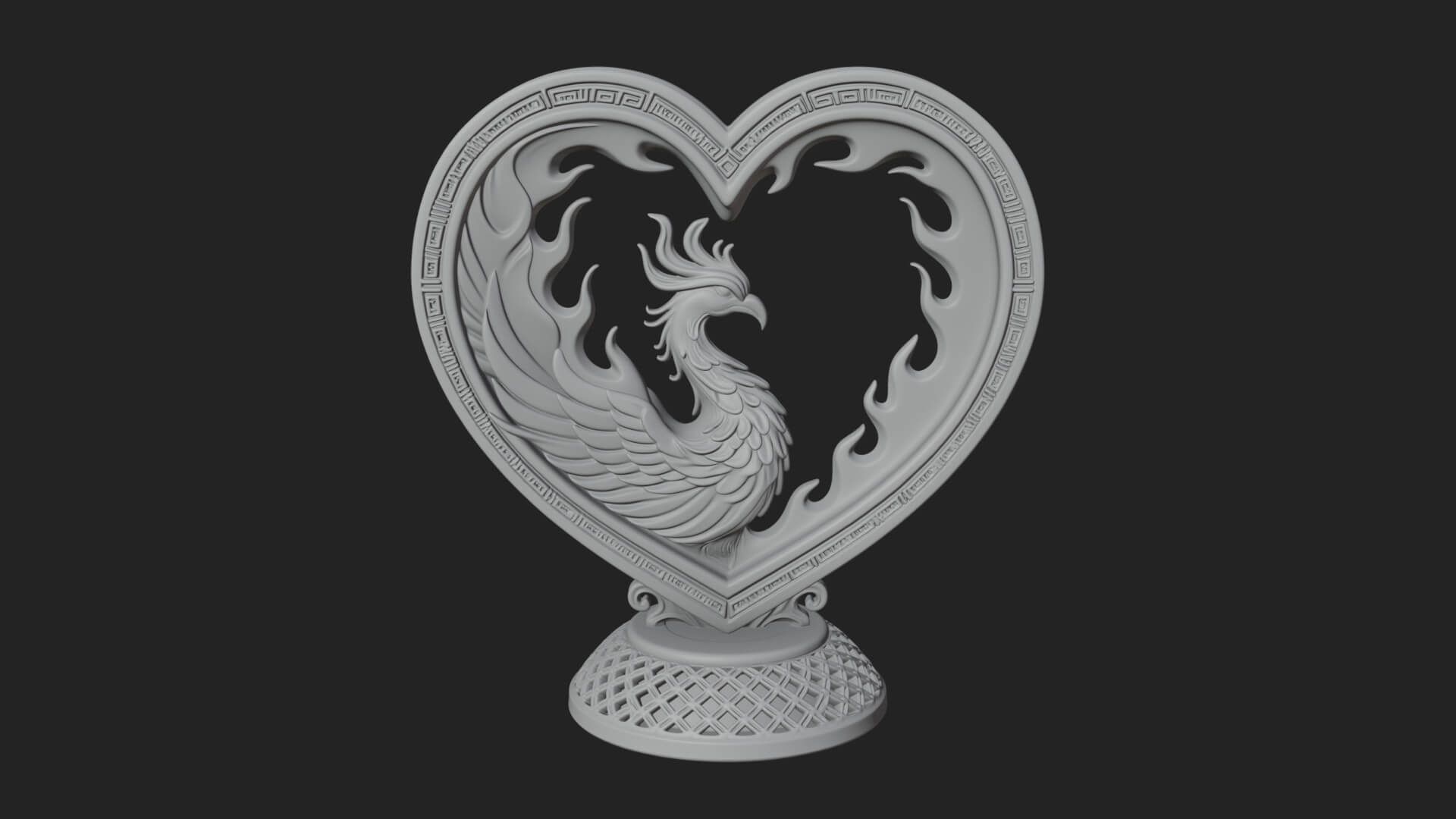 Ornate Framed Heart Plaque Design 212 3D Print Model 3D Model