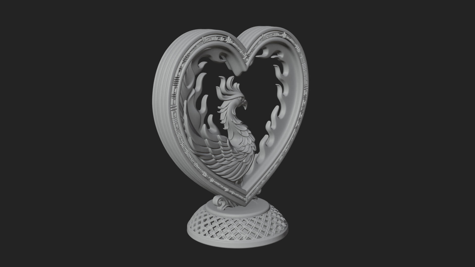 Ornate Framed Heart Plaque Design 212 3D Print Model 3D Model