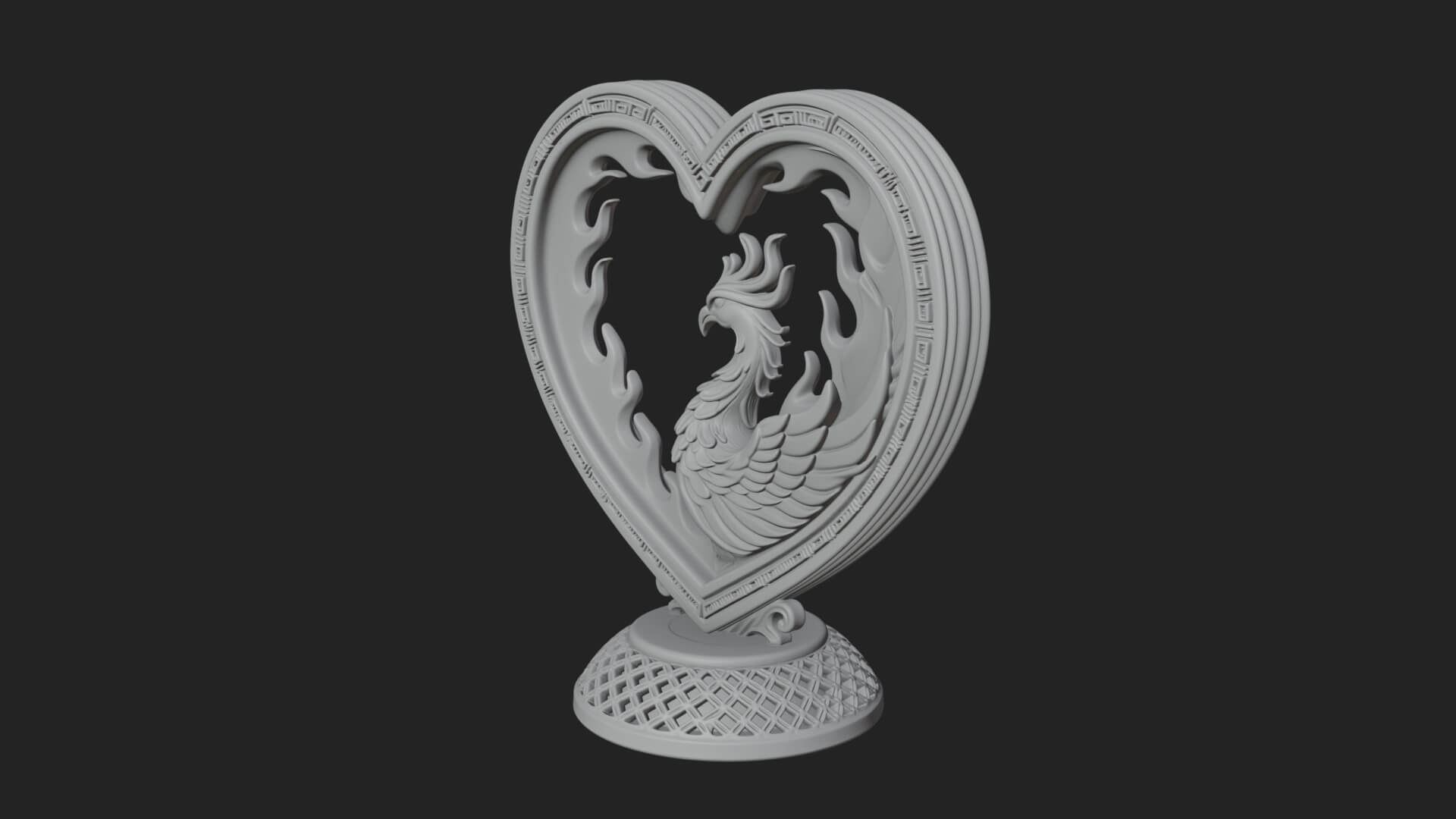 Ornate Framed Heart Plaque Design 212 3D Print Model 3D Model