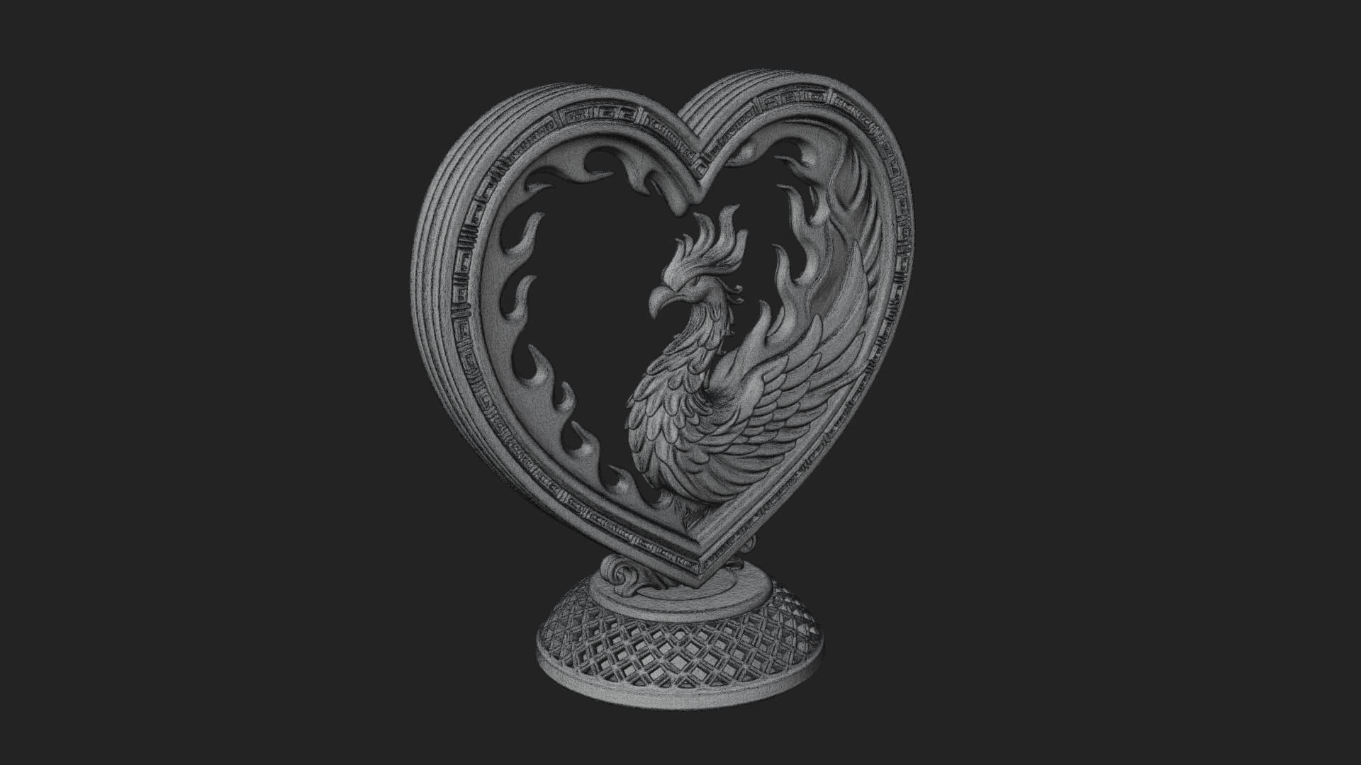 Ornate Framed Heart Plaque Design 212 3D Print Model 3D Model