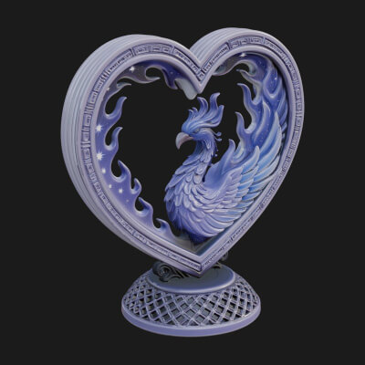 Ornate Framed Heart Plaque Design 212 3D Print Model