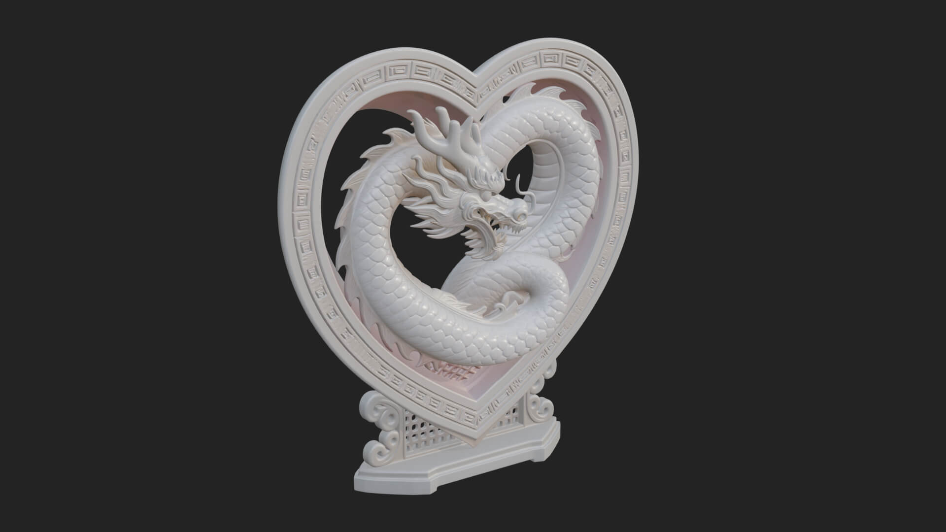 Ornate Framed Heart Plaque Design 214 3D Print Model 3D Model