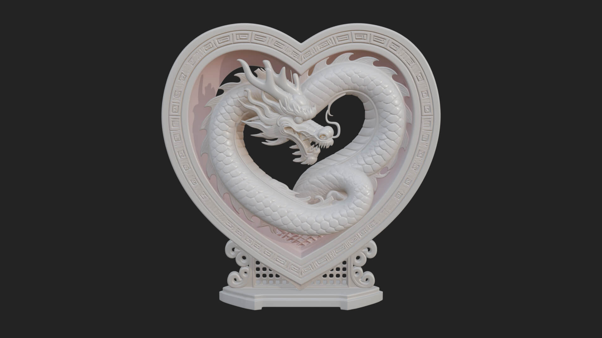 Ornate Framed Heart Plaque Design 214 3D Print Model 3D Model