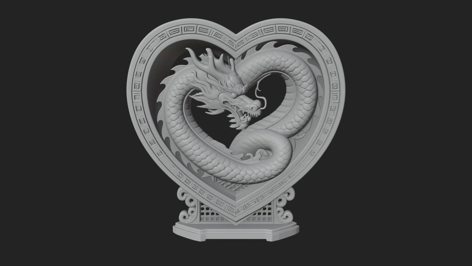 Ornate Framed Heart Plaque Design 214 3D Print Model 3D Model