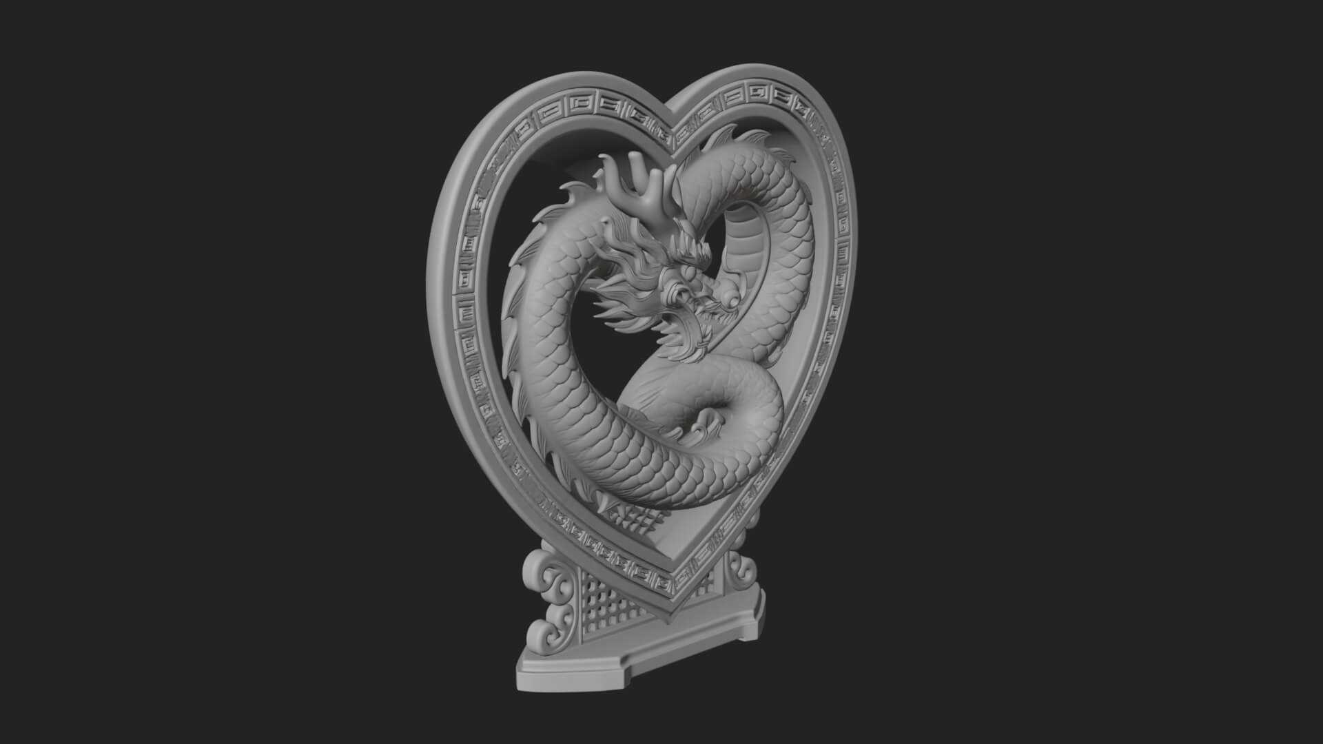 Ornate Framed Heart Plaque Design 214 3D Print Model 3D Model
