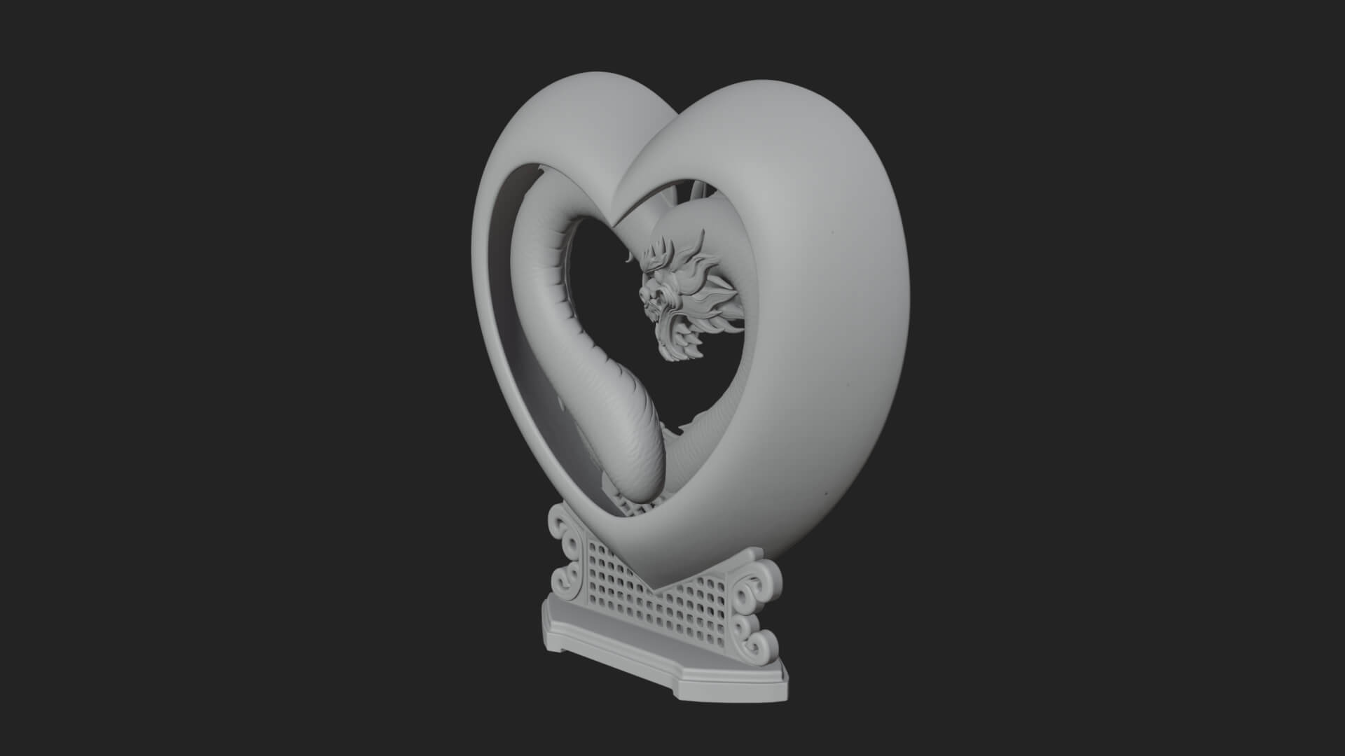 Ornate Framed Heart Plaque Design 214 3D Print Model 3D Model