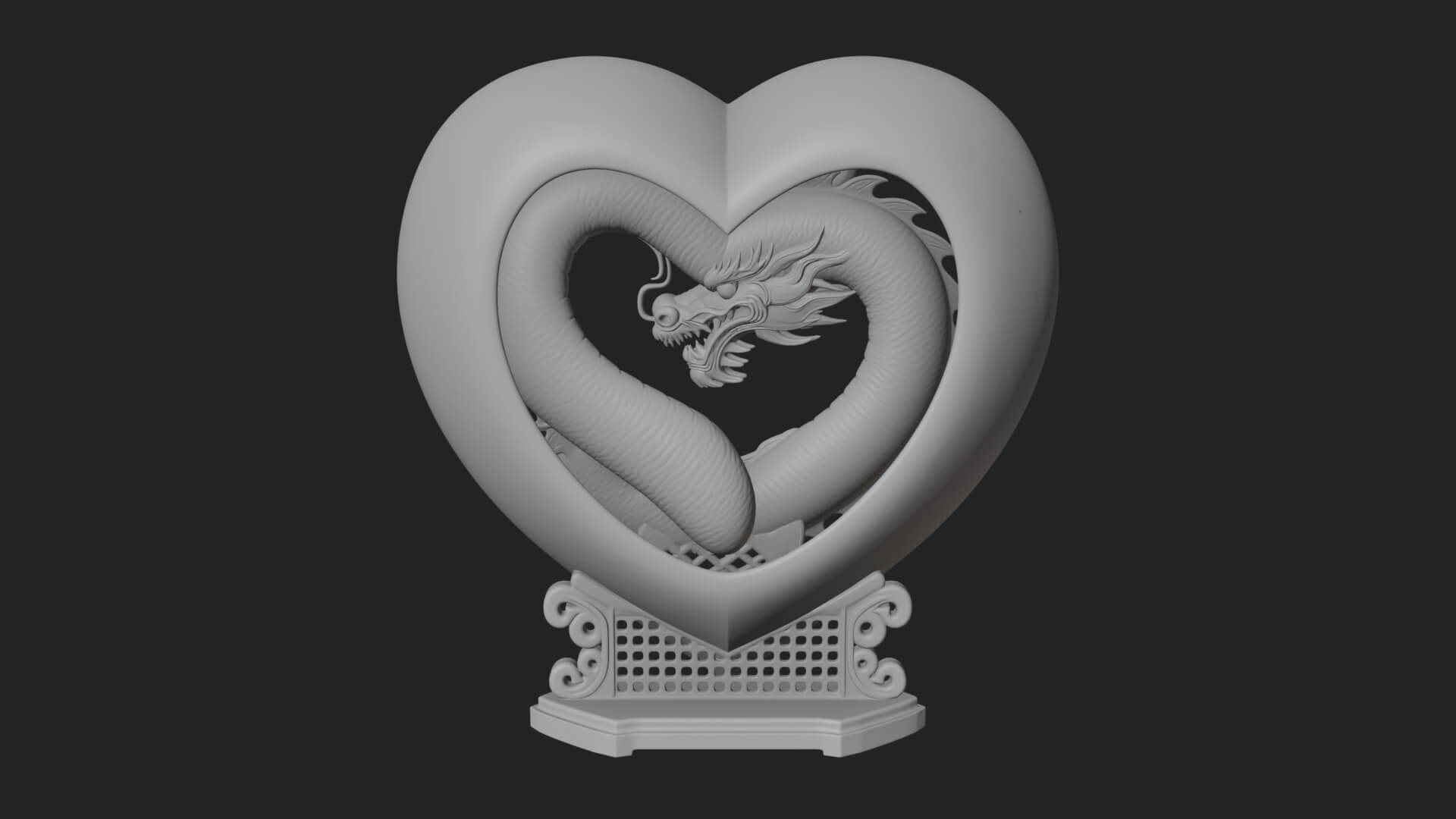 Ornate Framed Heart Plaque Design 214 3D Print Model 3D Model