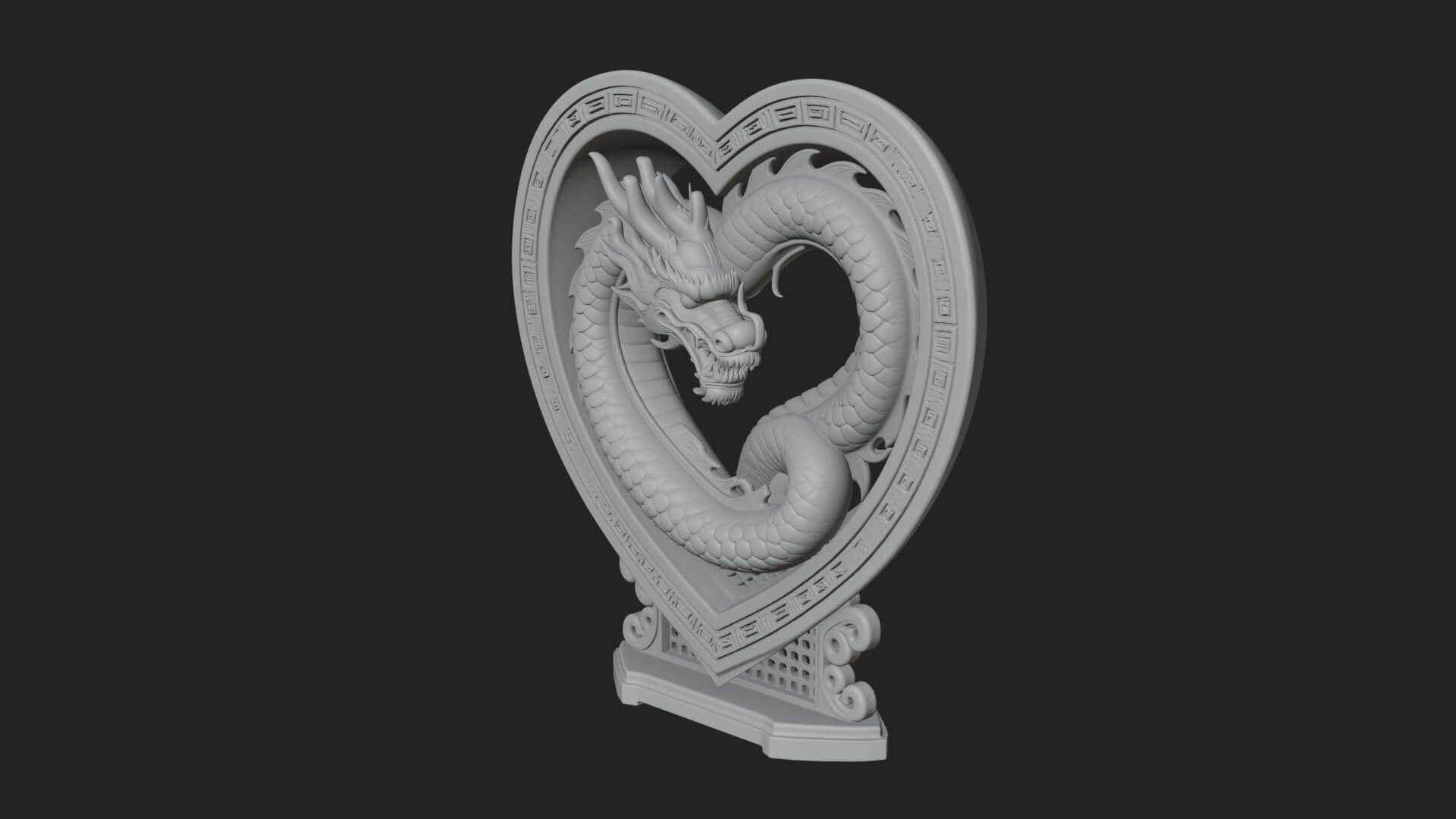 Ornate Framed Heart Plaque Design 214 3D Print Model 3D Model